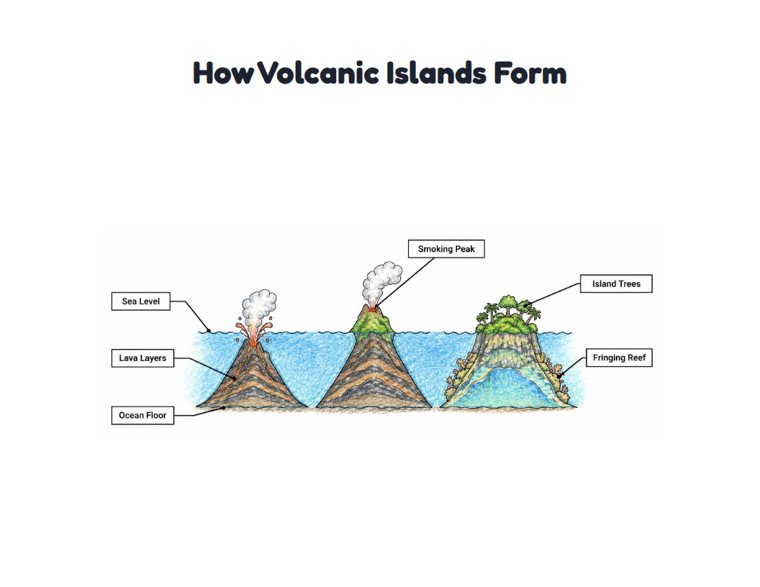 How Volcanic Islands Form worksheet (Hard, Grades 3–4)
