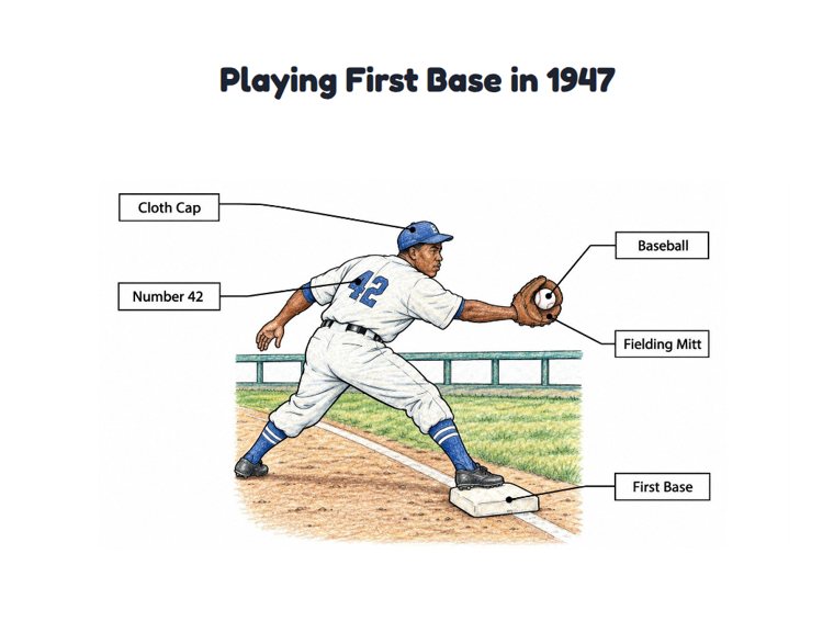 Playing First Base in 1947 worksheet (Medium, Grades 1–2)