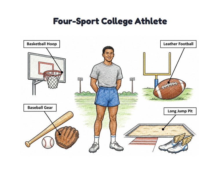 Four-Sport College Athlete worksheet (Medium, Grades 1–2)