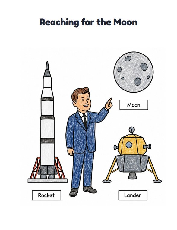Reaching for the Moon worksheet (Easy, Pre-K–K)