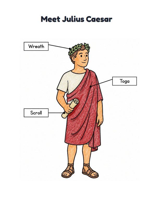 Meet Julius Caesar worksheet (Easy, Pre-K–K)