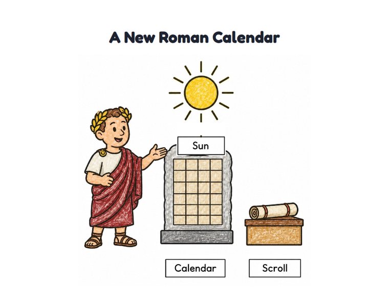 A New Roman Calendar worksheet (Easy, Pre-K–K)