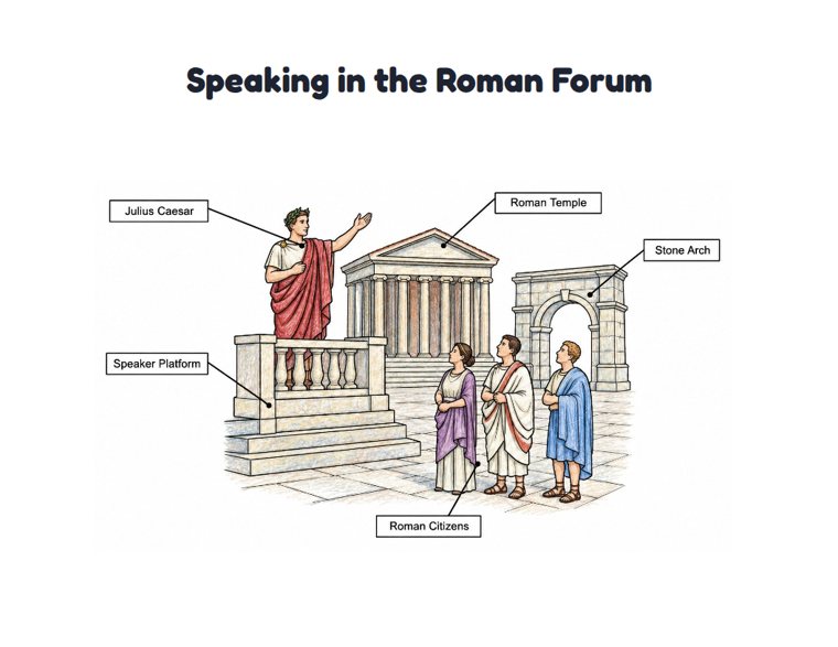 Speaking in the Roman Forum worksheet (Medium, Grades 1–2)