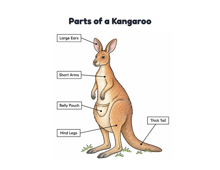 Parts of a Kangaroo worksheet (Medium, Grades 1–2)