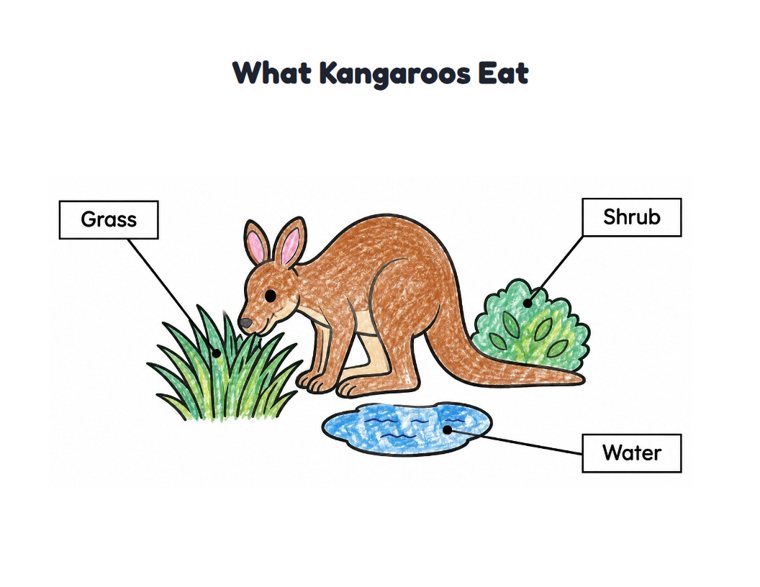 What Kangaroos Eat worksheet (Easy, Pre-K–K)