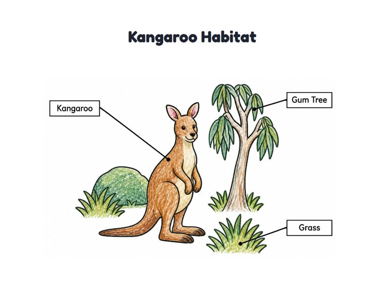 Kangaroo Habitat worksheet (Easy, Pre-K–K)