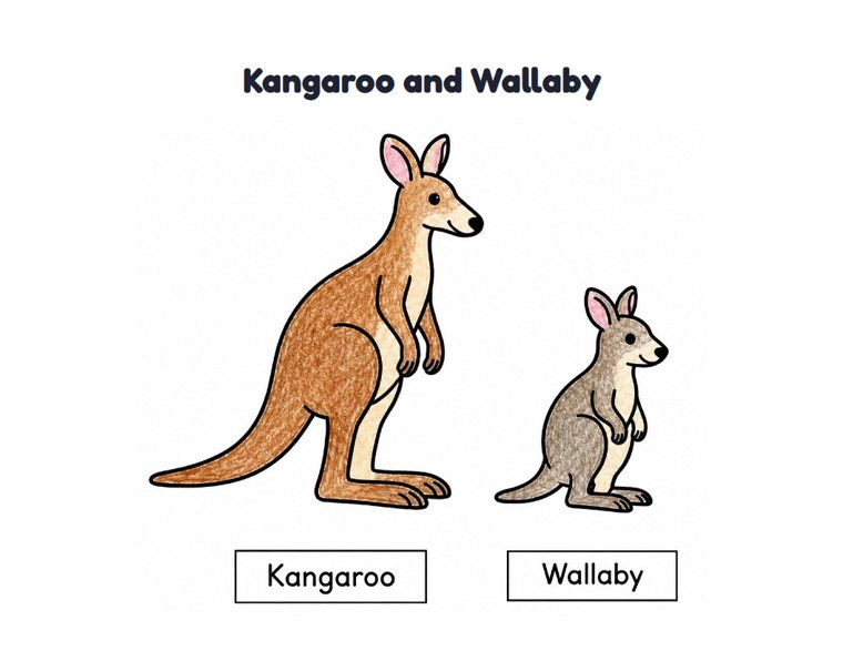 Kangaroo and Wallaby worksheet (Easy, Pre-K–K)