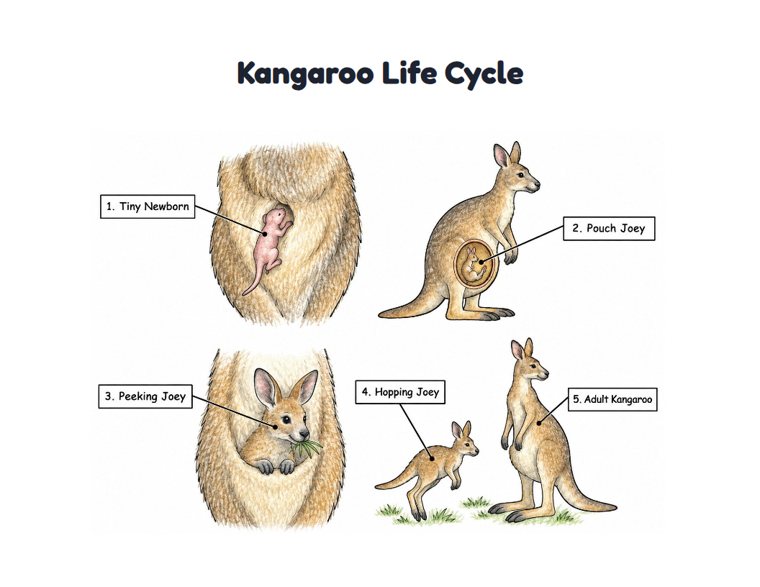 Kangaroo Life Cycle worksheet (Hard, Grades 3–4)