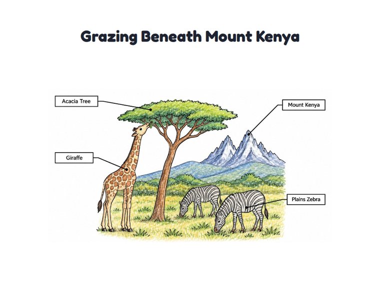 Grazing Beneath Mount Kenya worksheet (Medium, Grades 1–2)