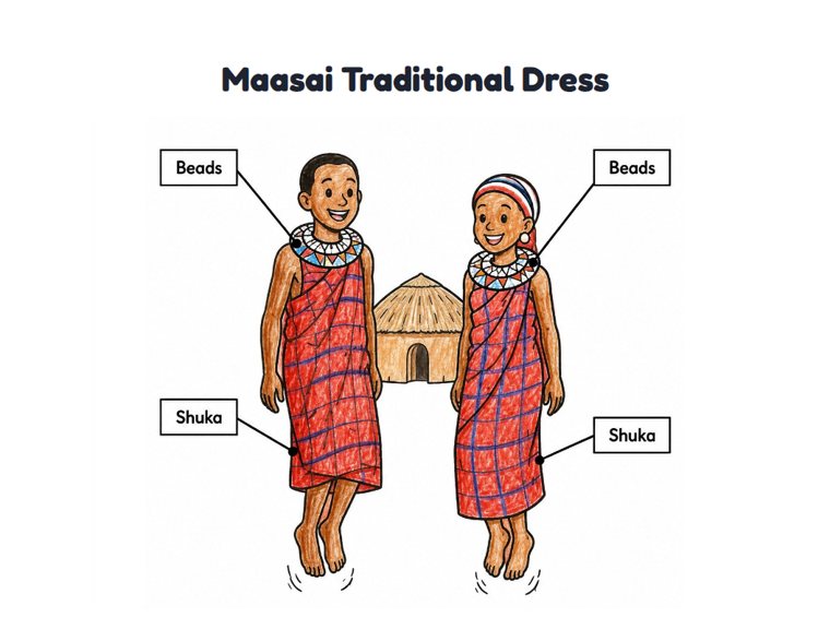 Maasai Traditional Dress worksheet (Easy, Pre-K–K)
