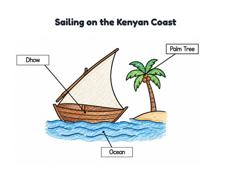 Sailing on the Kenyan Coast worksheet (Easy, Pre-K–K)