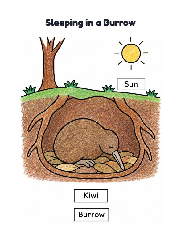 Sleeping in a Burrow worksheet (Easy, Pre-K–K)