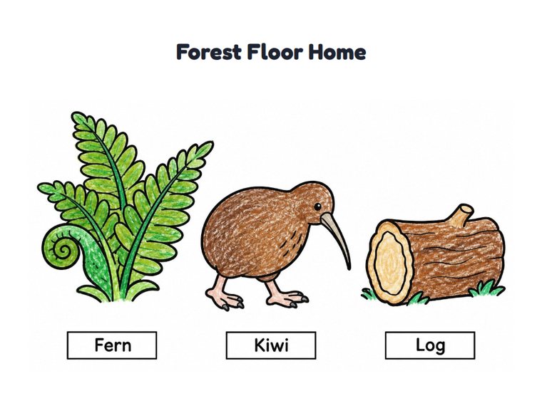 Forest Floor Home worksheet (Easy, Pre-K–K)