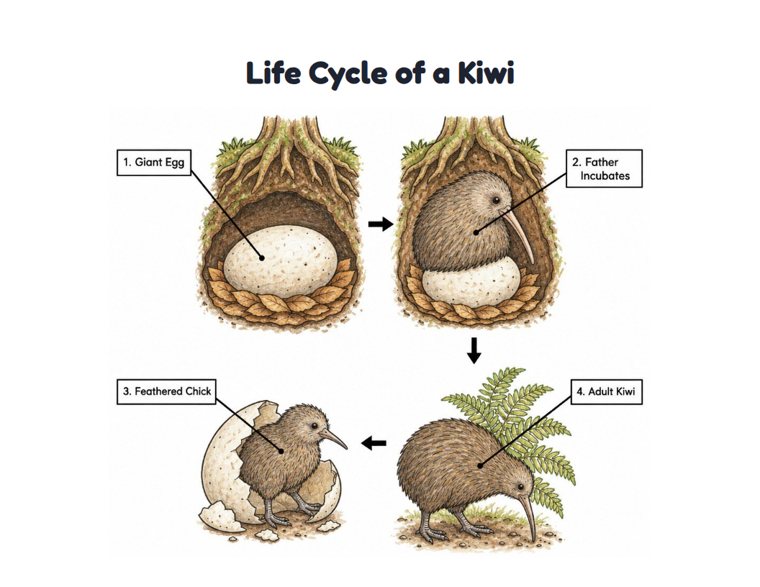 Life Cycle of a Kiwi worksheet (Hard, Grades 3–4)
