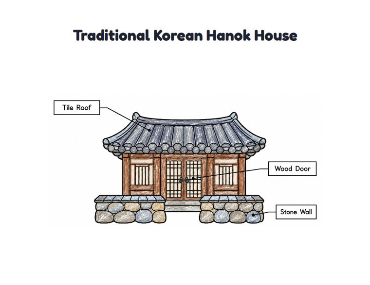Traditional Korean Hanok House worksheet (Easy, Pre-K–K)
