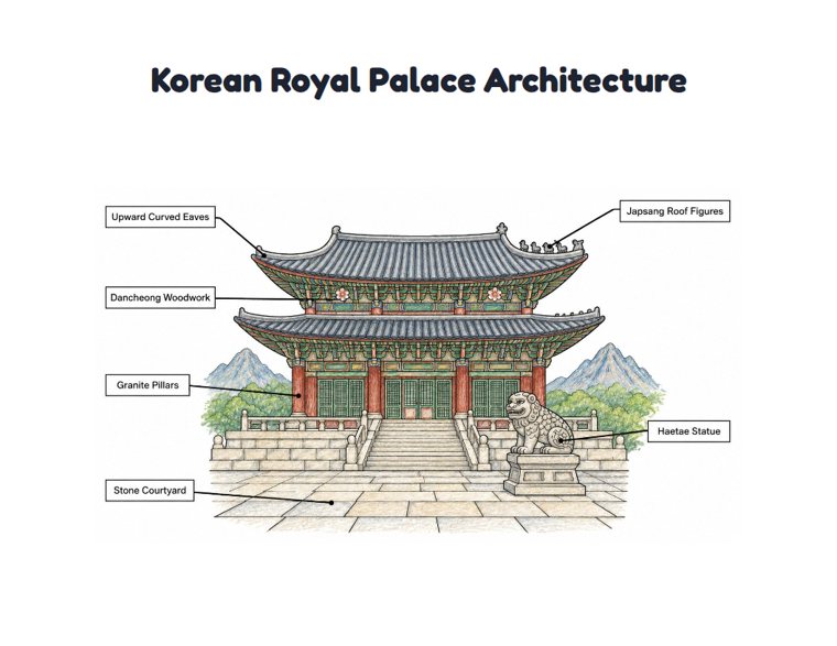 Korean Royal Palace Architecture worksheet (Hard, Grades 3–4)