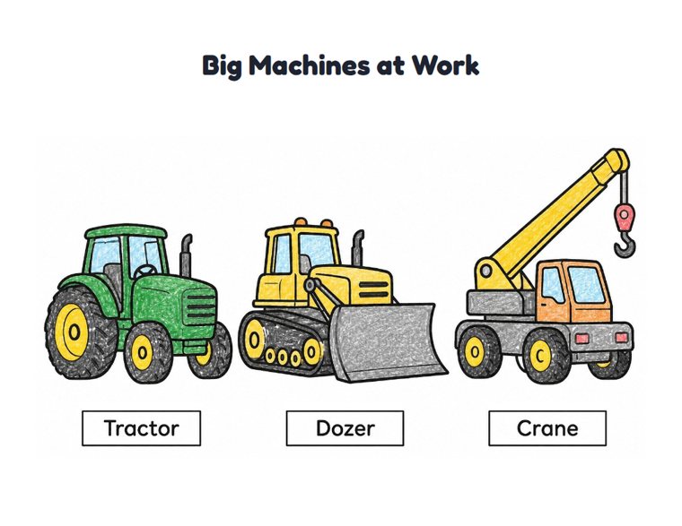 Big Machines at Work worksheet (Easy, Pre-K–K)