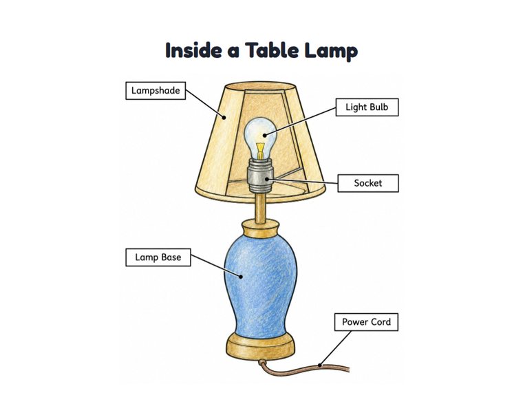 Inside a Table Lamp worksheet (Medium, Grades 1–2)