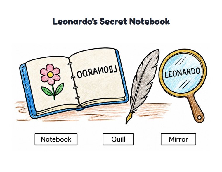 Leonardo's Secret Notebook worksheet (Easy, Pre-K–K)