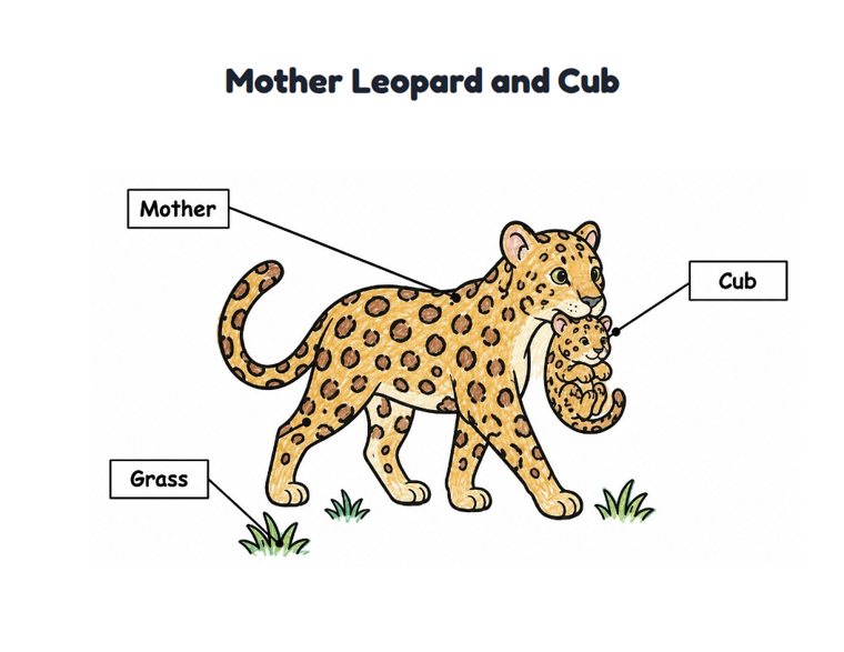 Mother Leopard and Cub worksheet (Easy, Pre-K–K)