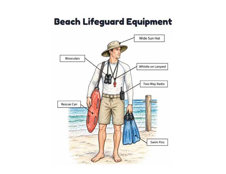 Beach Lifeguard Equipment worksheet (Hard, Grades 3–4)