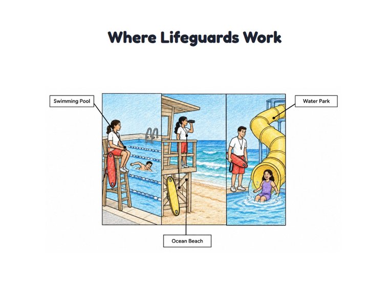Where Lifeguards Work worksheet (Medium, Grades 1–2)