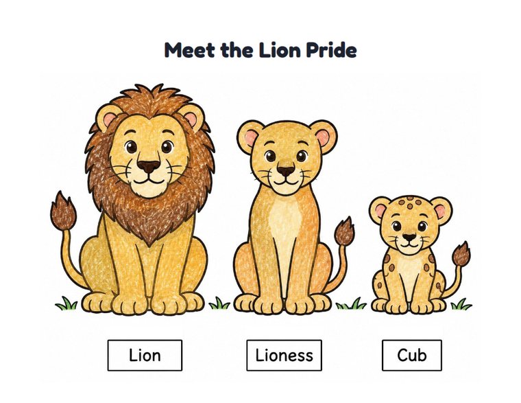 Meet the Lion Pride worksheet (Easy, Pre-K–K)