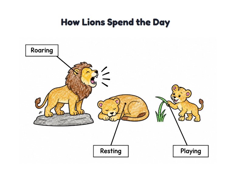 How Lions Spend the Day worksheet (Easy, Pre-K–K)