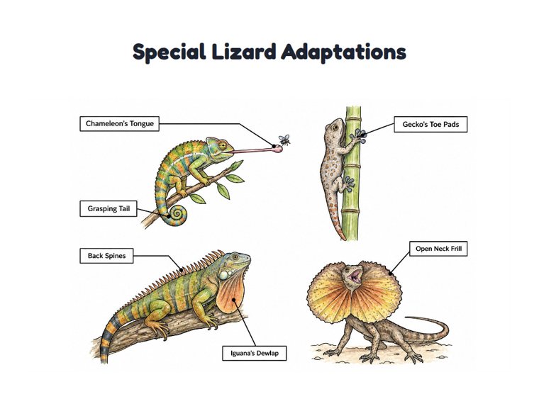 Special Lizard Adaptations worksheet (Hard, Grades 3–4)