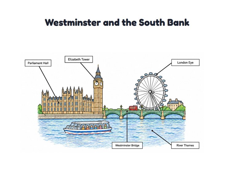 Westminster and the South Bank worksheet (Medium, Grades 1–2)