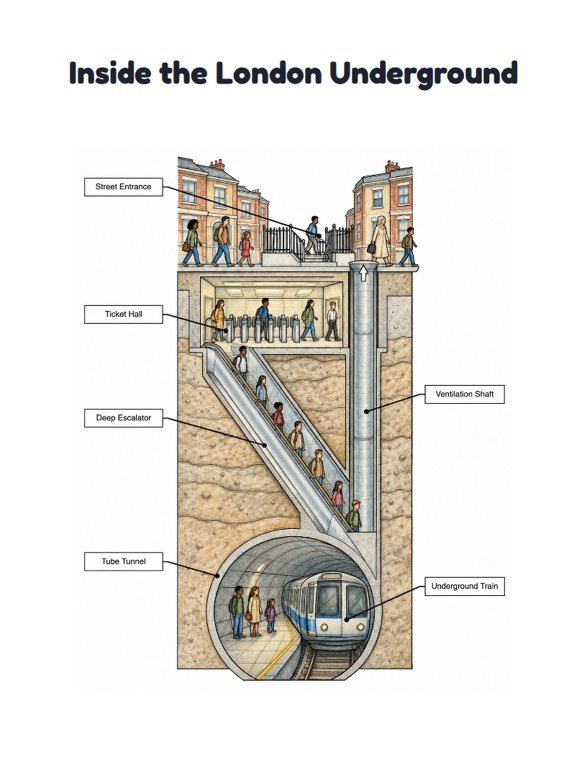 Inside the London Underground worksheet (Hard, Grades 3–4)