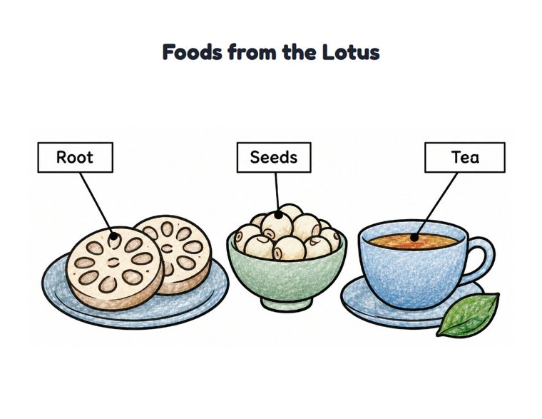 Foods from the Lotus worksheet (Easy, Pre-K–K)