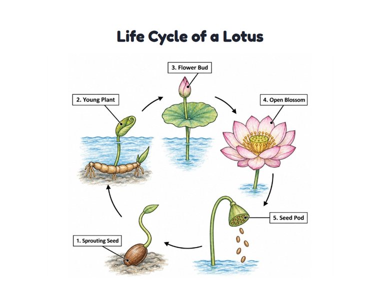Life Cycle of a Lotus worksheet (Hard, Grades 3–4)