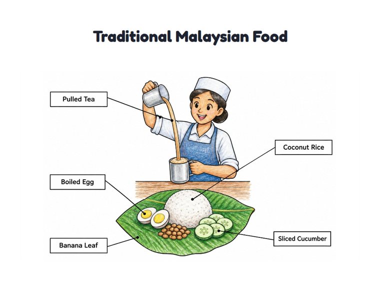 Traditional Malaysian Food worksheet (Medium, Grades 1–2)