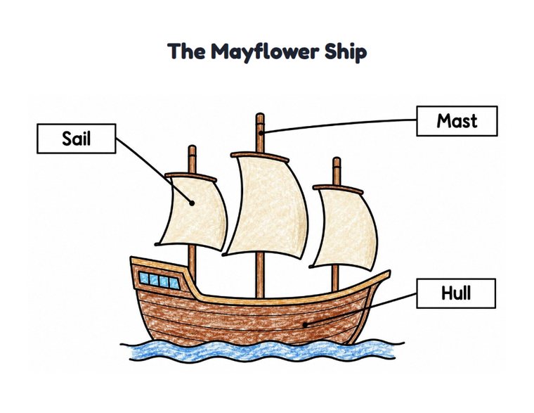 The Mayflower Ship worksheet (Easy, Pre-K–K)