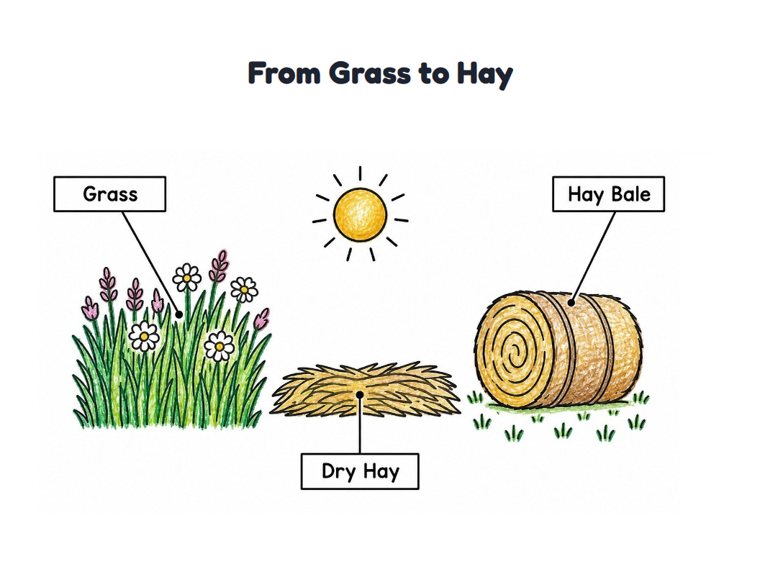 From Grass to Hay worksheet (Easy, Pre-K–K)