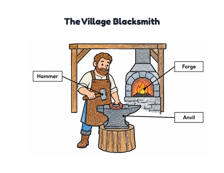 The Village Blacksmith worksheet (Easy, Pre-K–K)