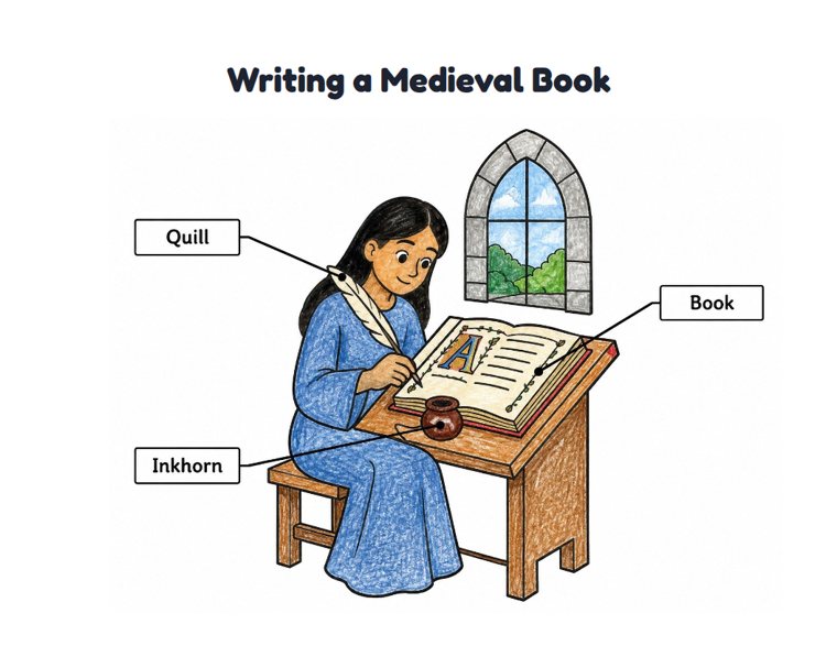 Writing a Medieval Book worksheet (Easy, Pre-K–K)