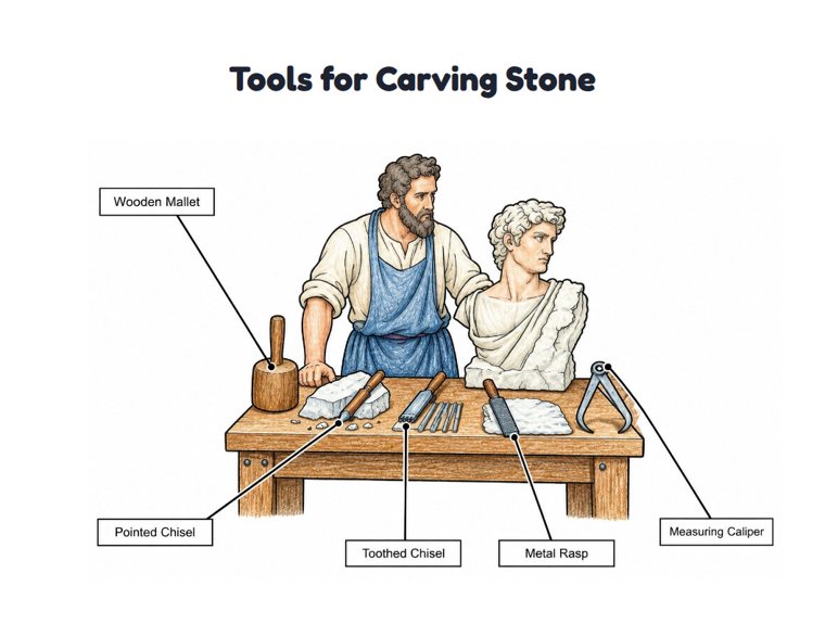 Tools for Carving Stone worksheet (Medium, Grades 1–2)