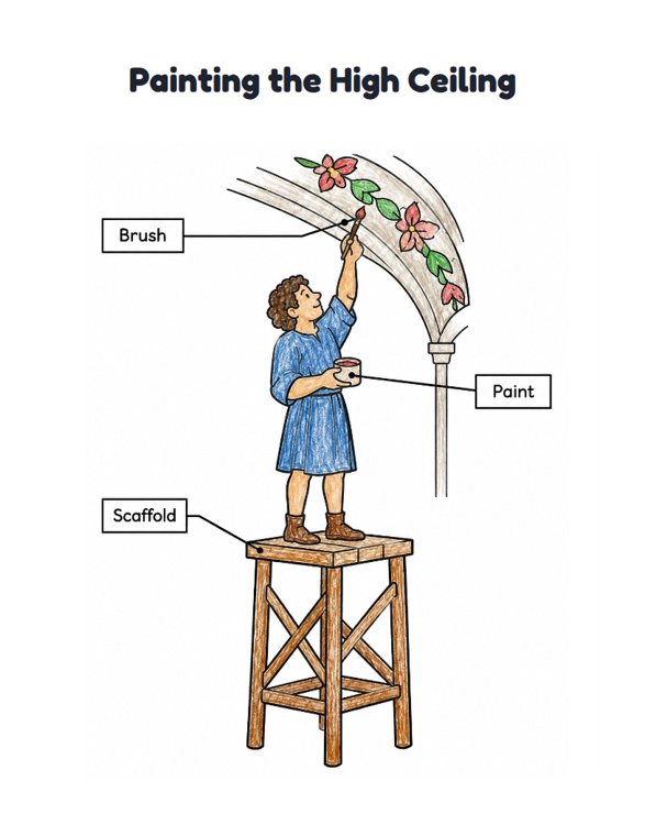 Painting the High Ceiling worksheet (Easy, Pre-K–K)