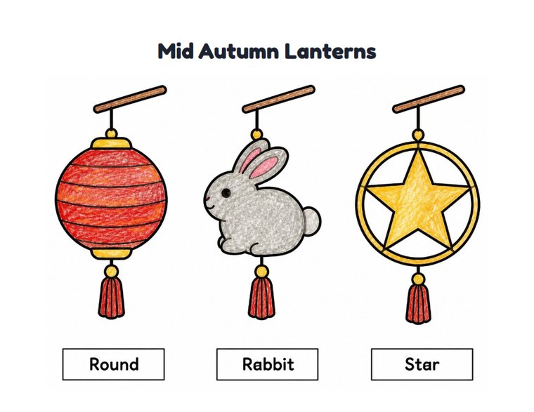 Mid Autumn Lanterns worksheet (Easy, Pre-K–K)