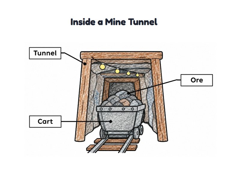 Inside a Mine Tunnel worksheet (Easy, Pre-K–K)