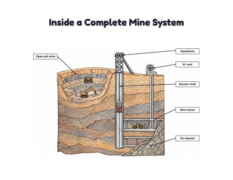 Inside a Complete Mine System worksheet (Hard, Grades 3–4)