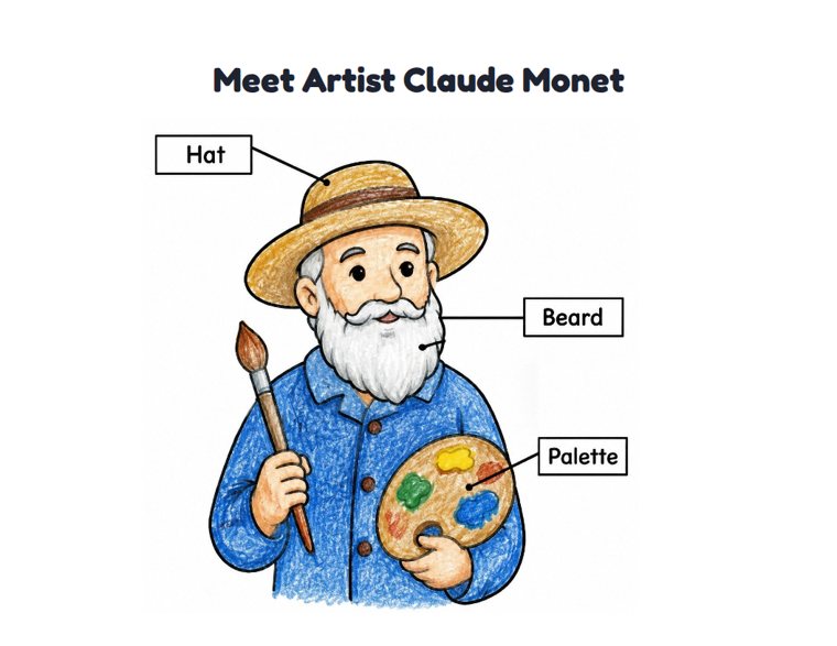 Meet Artist Claude Monet worksheet (Easy, Pre-K–K)