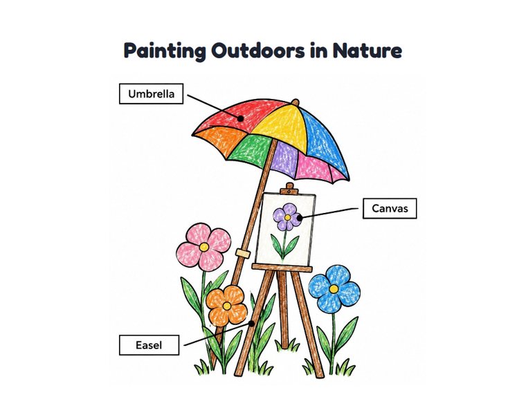 Painting Outdoors in Nature worksheet (Easy, Pre-K–K)