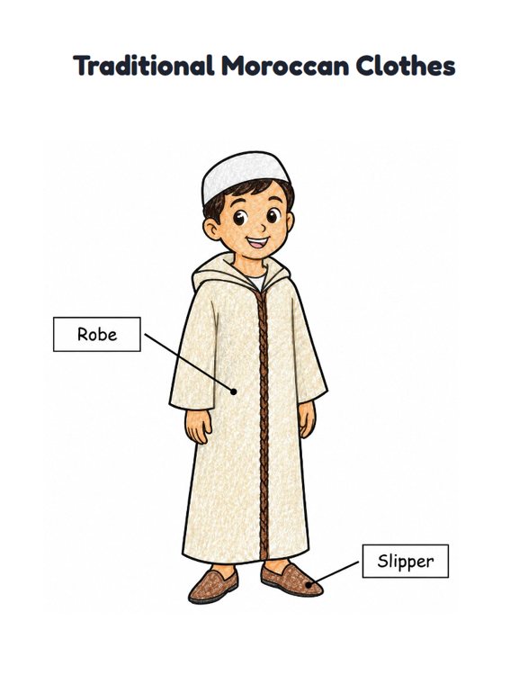 Traditional Moroccan Clothes worksheet (Easy, Pre-K–K)