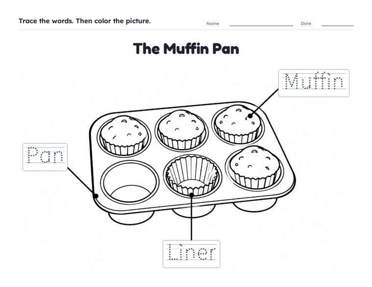 The Muffin Pan worksheet (Easy, Pre-K–K)