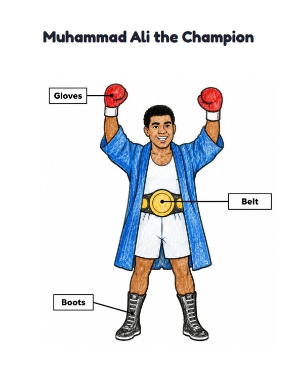 Muhammad Ali the Champion worksheet (Easy, Pre-K–K)