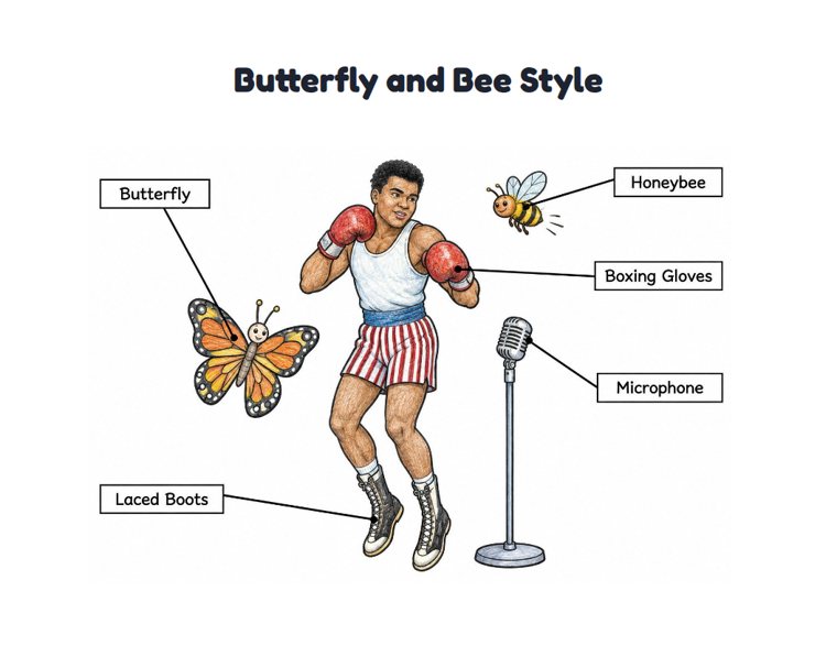 Butterfly and Bee Style worksheet (Medium, Grades 1–2)