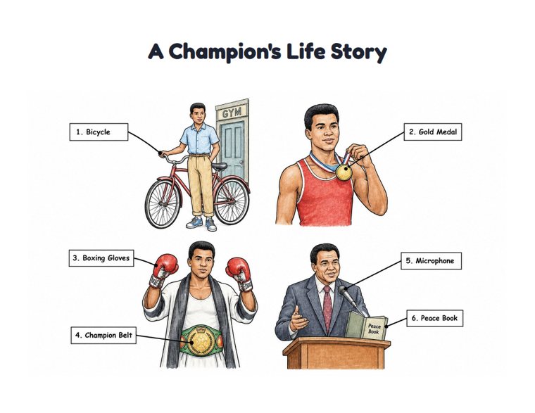 A Champion's Life Story worksheet (Hard, Grades 3–4)